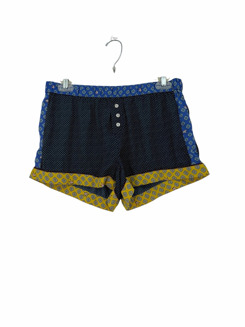 aerie Intimates Navy Polka Dot Sleep Shorts with Blue Waistband & Yellow Cuff